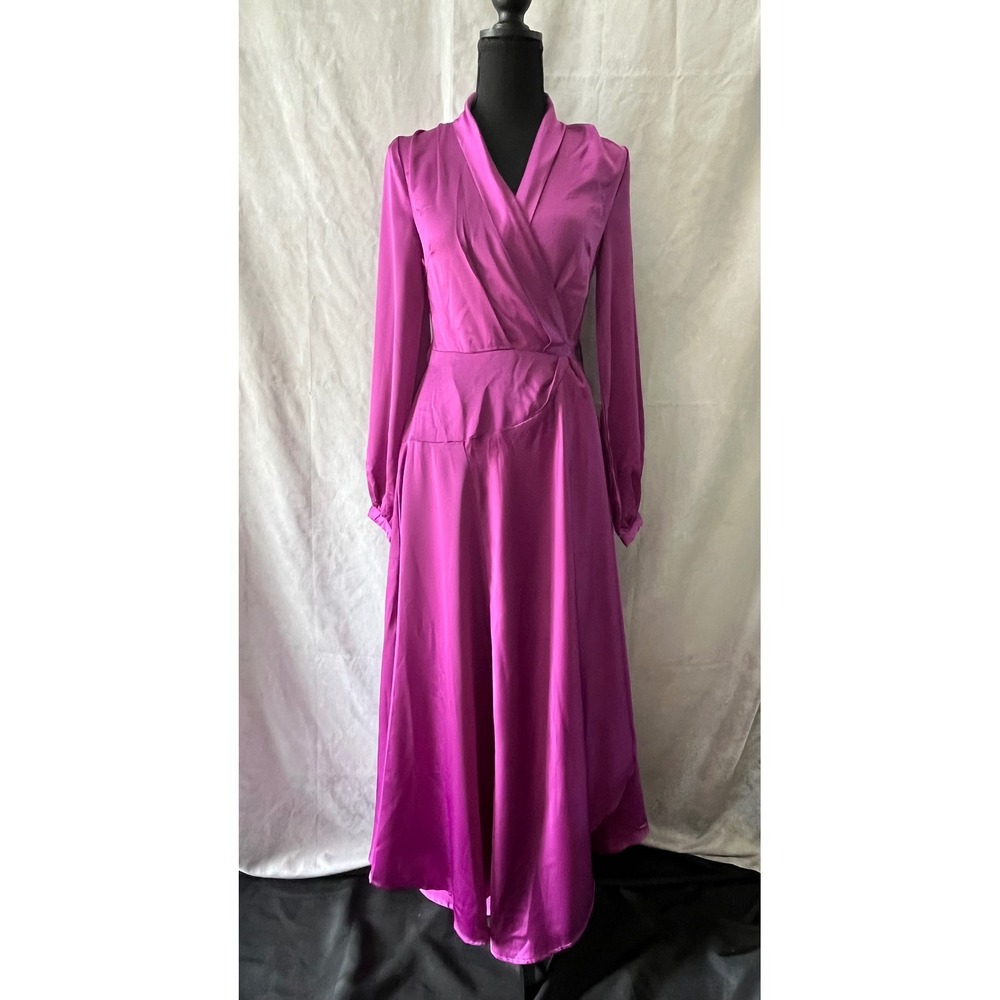 Nasty‎ Gal Purple Long Sleeve Wrap Maxi Dress Size 4 Elegant Party Cocktail